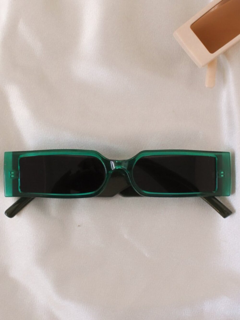 Teal Rectangle Frame Sunglasses